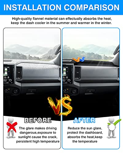 Image of Autorder Dashboard Cover Mat for Nissan Frontier 2022-2025 2026 Accessories Dash Cover Flannel Dash Mat Sunshade Glare UV Rays Protector