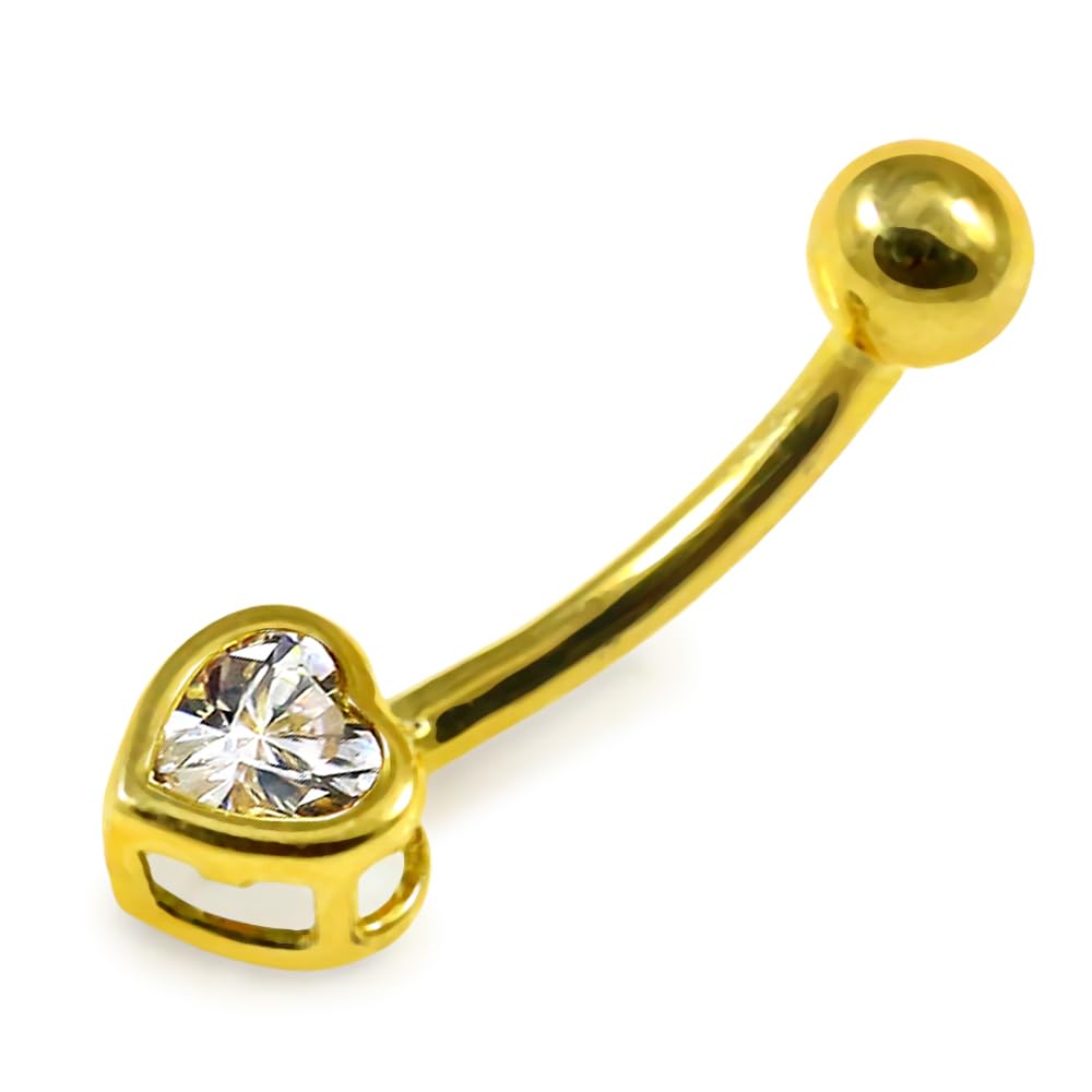 Monster Piercing Piercing para Ombligo de Oro Amarillo Macizo de 14 Quilates, 4 mm, con Piedra de circonita cúbica de Calibre 14, joyería