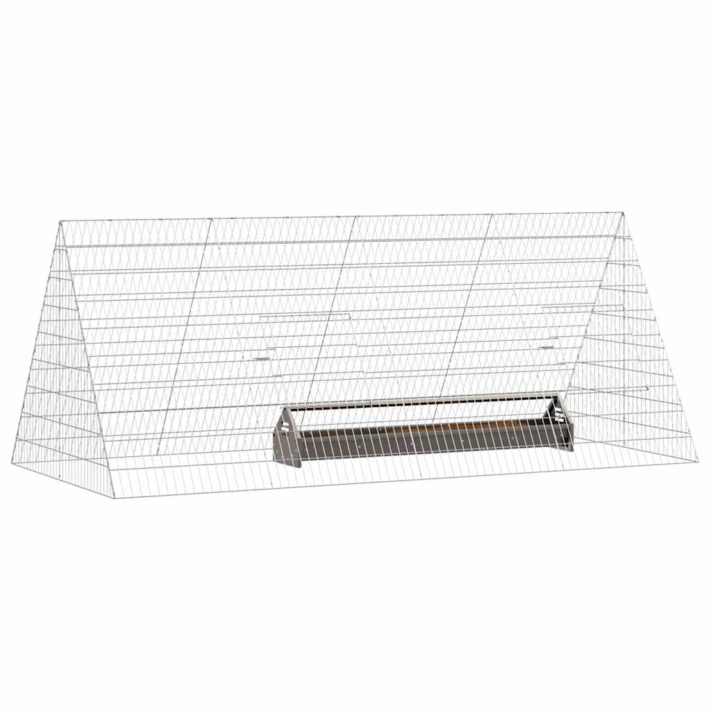 Jaula para pollos plateada, 215 x 100 x 85 cm, de acero galvanizado, resistente recinto para pollos y aves de corral en el jardín, estable para pequeños animales para exteriores y terrazas