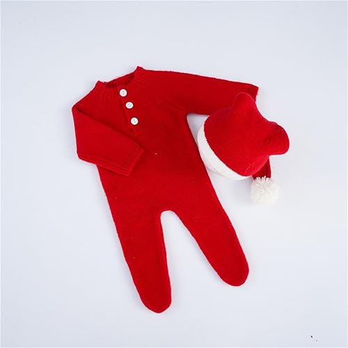 Vista 109 de Ropa de Navidad para recién nacido, accesorios para sesión de fotos, ropa de ganchillo, pantalones de sombrero rojo de Papá Noel, accesorios