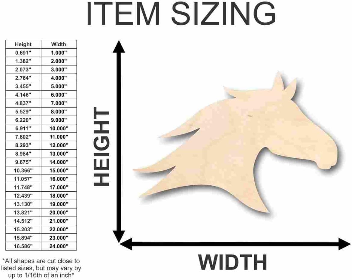 Unfinished Wood Horse Head Shape Farm Ranch Animal Craft up to 46" DIY 18" / 3/4"
