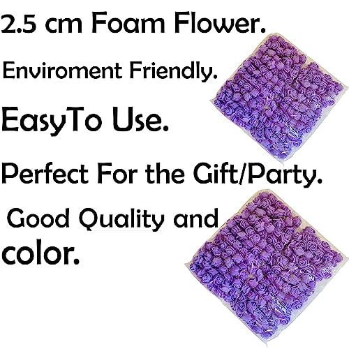 creative balloons Purple Foam Roses with Stem Lace Edge 144 Pcs Fake Flowers Artificial Roses for Decoration DIY Crafts Rose Bouquet Flower Buds Wedding Party Foam Rose Garland Pack of 1 - Image 4