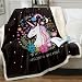 Sleepwish Cute Unicorn Blanket Girls Cartoon Unicorn with Flowers Fleece Blanket Black Sherpa Blanket for Kids Childrens Adults Fuzzy Blankets Gifts (Throw 50"x60")