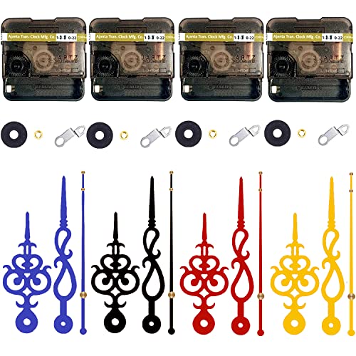 Image of YOPY� Combo 4 of Ajanta Mfg. Battery Operated Plastic Ticking Wall Clock Movement Machine with Hands (Needles : Antique Bule,Black,Gold,Maroon)