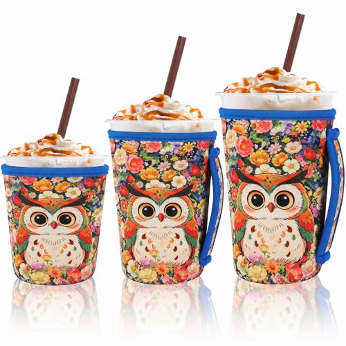 Image of 3 Reusable Iced Coffee Sleeves for Coffee Cup Fits 16-32oz Hot /Cold Drink