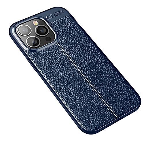 Coque iPhone 14 Pro effet carbone anti-choc et anti-rayures bleu cuir élégant