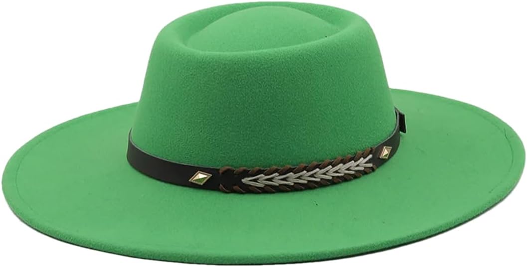 Generic Fedoras Hats for Women Wide Brim Dress Hat Felted Hat Panama Church Wedding Men Cap Grass EN8 56-58CM, Medium