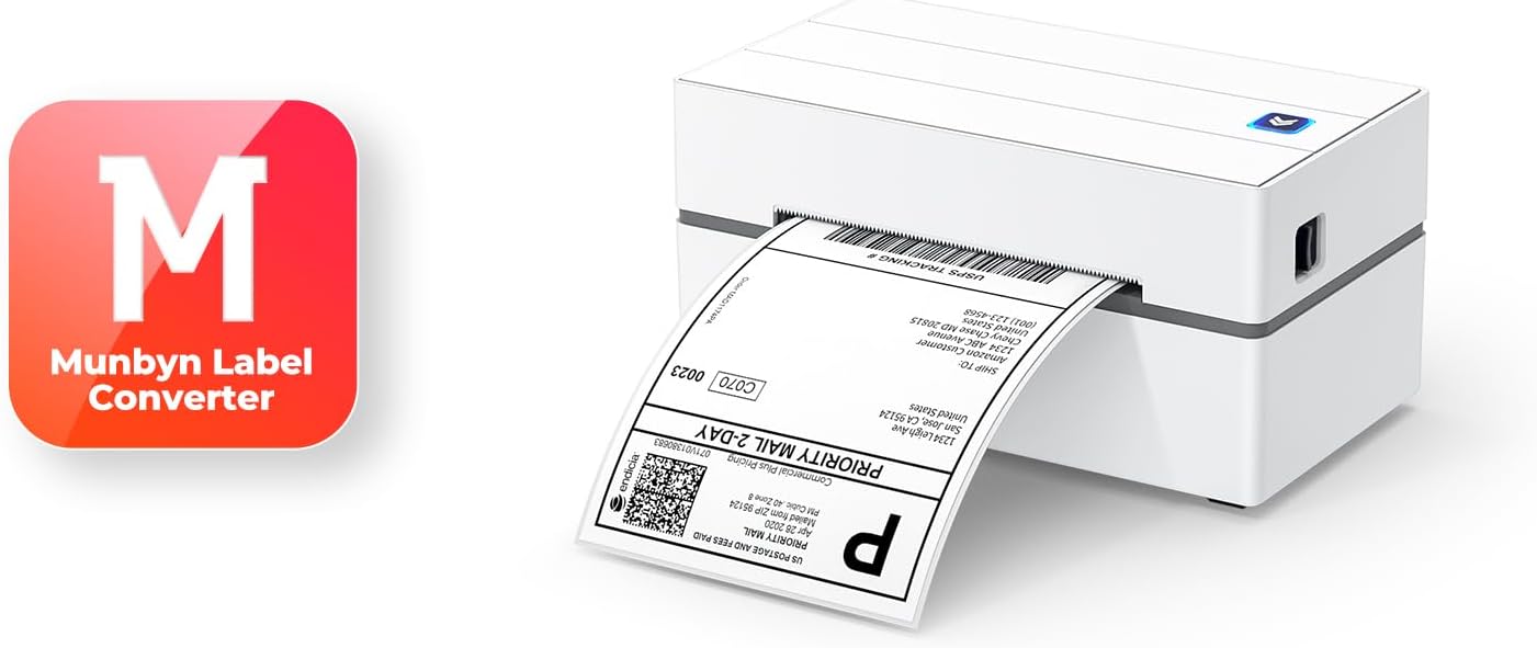 MUNBYN P130 Shipping Label Printer and Label Converter