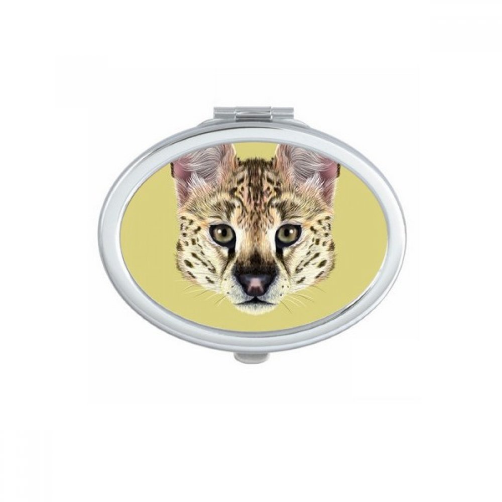 Miroir de poche serval sauvage ovale compact et portable pour le maquillage quotidien