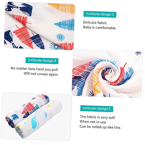 Toddmomy 2 Stks Babybadhanddoeken Zachte Badhanddoeken Baby Washandje Mousseline Inbakeren Deken Mousseline Deken Baby Deken Dwarsliggers Voor Peuters Gedrukte Trolley Handdoek Baby - Afbeelding 6