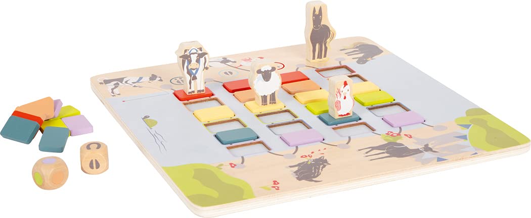 small foot 12235 Bridges Game "Rainbow Bridge 4 Friends", wooden dice game w/animal motifs for kids, for ages 4+ years