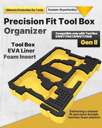 Yudylg EVA Liner Organizer Compatible with GenII Tool Box DWST17807/DWST17808, Fit for Cordless Drill DCD777 and Impact Driver DCF787/DCK277D2