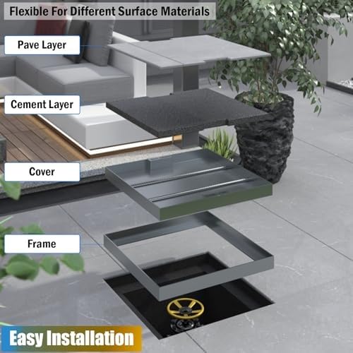 Unsichtbarer Regenschutz F Edelstahl mit einziehbaren Griffen ideal für Gartenwege & Schulhöfe 35 x 35 cm & Slish Solut