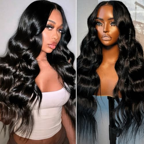 YUPEWG Synthetic Lace Front Wig Pre Plucked Ready to Wear 13x4x1 Natural Wavy Wig for Women Long Middle Part Wig Synthetic Hair Replacement Wigs Natural Color