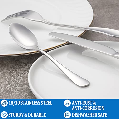 24 Pcs Forks And Spoons Silverware Set,Food Grade Stainless Steel Flatware Cutlery Set For Home,Kitchen And Restaurant,Mirror Polished,Dishwasher Safe-12 Dinner Fork(8 Inch) And 12 Teaspoon(6.5 Inch) #TOP2