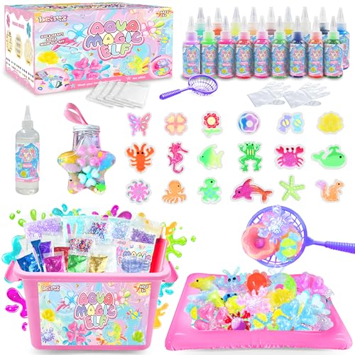 Image of Magic Squishy Elf Water Toy kit, Aqua Water Fairy Kit with 19 Color, 300ml Clear Gel, 18 Shape Molds, DIY Magic Gel Art Crafts Kit for Kids Birthday Gift