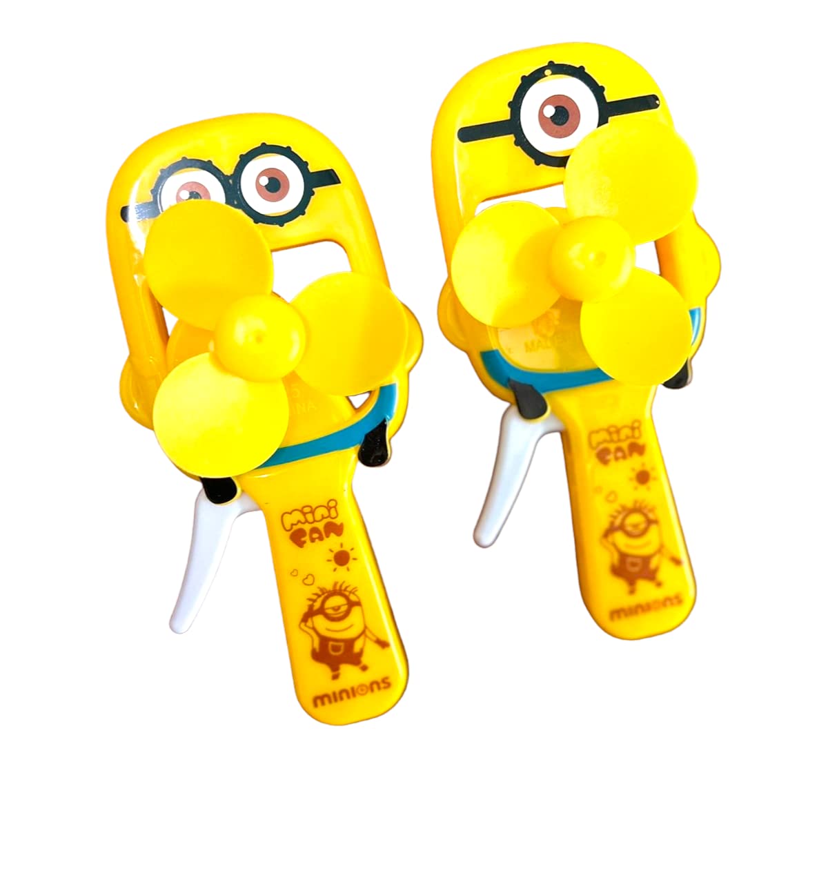 Prezzie VillaPrezzie Villa Pack of 2 Handheld Fan Cartoon Fan Toy Manual Press Cooling Fan Hand Press Fan Toy for Summer Outdoor (Minion/Unicorn) Random Sent