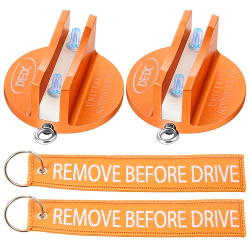 Image of DEDC Universal Aluminum Grooved Magnetic Jack Pad 2 Pcs, Jacking Puck Pinch Weld Frame Rail Adapter with 2 Reminder Streamers, Oil Change Mush Haves, Mechanic Tools in Garage, Gifts for Mechanics
