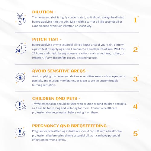 Image of HIQILI 3.38 Fl Oz Thyme Essential Oil, 100% Pure Undiluted for Hair, Skin, Diffuser, Aromatherapy, Includes 10ML Travel Bottle - 100ML