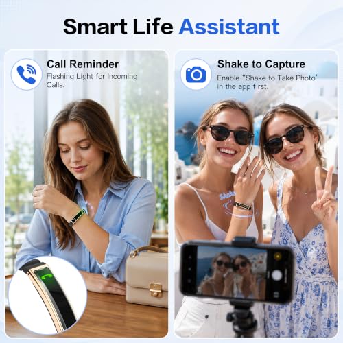 Image of Smart Bracelet, Wearable Activity & Fitness Tracker Band for Men Women, 24H Sleep Tracker, All-Day Continuous Heart Rate, Stress HRV Monitor, Smart Wristband with Free APP 2 Bands, Rose Gold