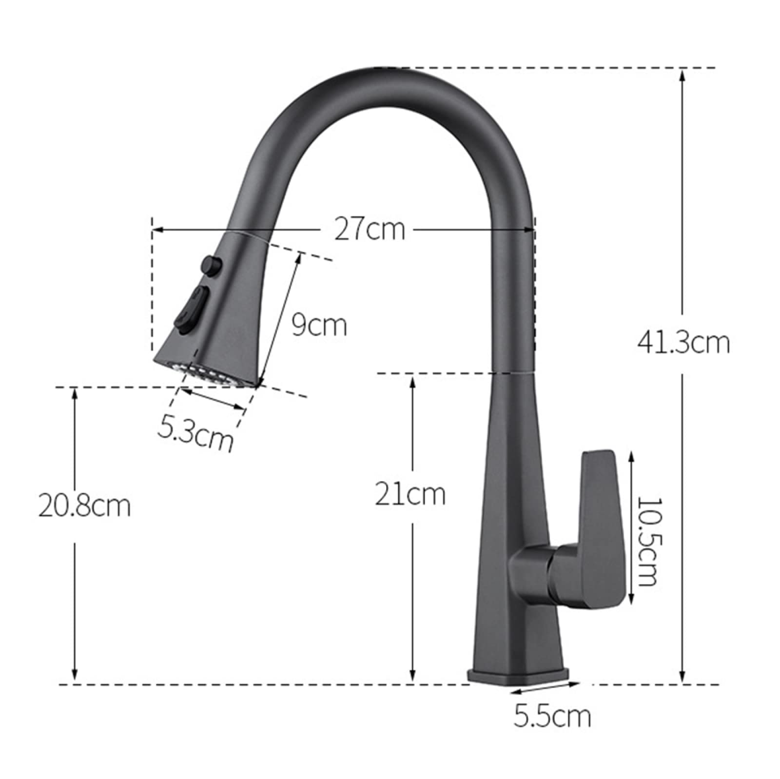 Grifo de Cocina extraíble Giratorio de 360 Grados con 3 Funciones - Diseño Moderno de una Sola manija para el hogar y el Restaurante