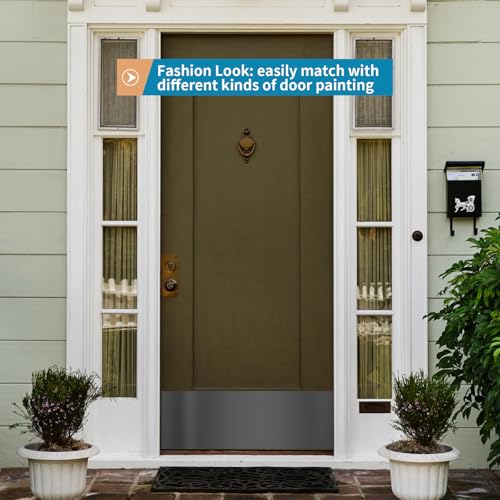 Sanbege Stainless Steel Door Kick Plate, 10" x 34" Door Push Plate, Self Adhesive Kickplate for 36" Doors Interior or Exterior (Brushed Black) by Sanbege - Image 5