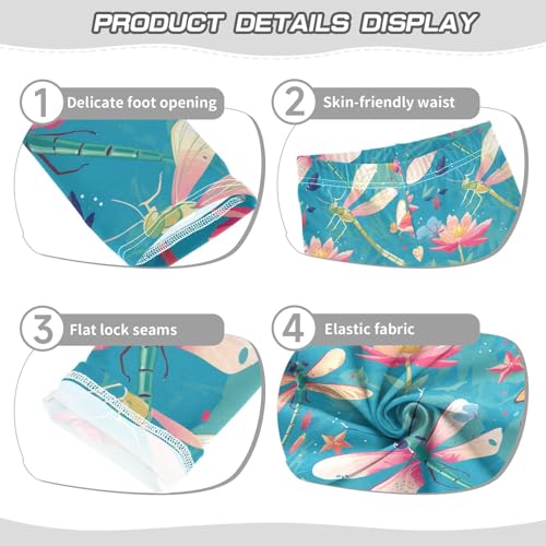 KLL Flying Green Dragonflies Flowers Toddler Girls Leggings Casual Full Length Lounge Pants Running3