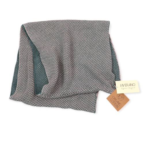 Mens Rib Knit Winter Infinity Circle Loop Scarf, Organic Cotton, Soft Thick Warm Cozy (Olive/Beige) #TOP5