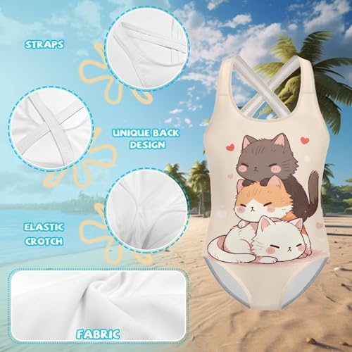 Girls One Piece Swimsuit 5-14 Years Old Kids Cross-Back Sleeveless Bathing Suit Cute Swimwear Beach Swimsuits3