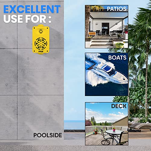 Image of Pyle Indoor Outdoor Speakers Pair - 200 Watt Dual Waterproof 3.5 inch 2-Way Full Range Speaker System w / 1 /2 inch High Compliance Polymer Tweeter-in-Home, Boat, Marine, Deck, Patio,Poolside (Yellow) -PDWR35YL