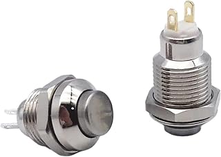 1 PCS,10mm Panel Hole,Mini Round,Momentary/Locking,Metal Push Button Switch,High Head 2 Pin,Electrical Equipment,1NO,3A250VAC(Self-Reset)