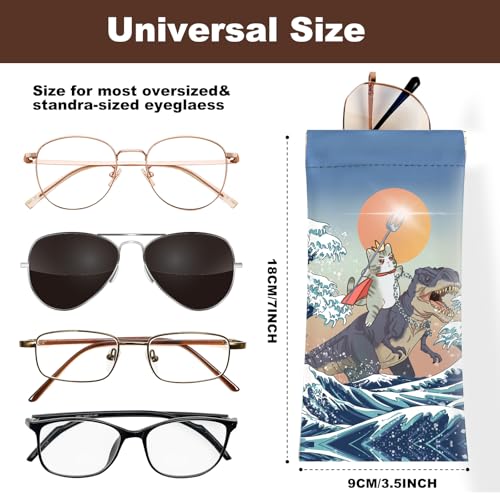 Image of Anikathy 2Pcs Sunglass Eyeglass Glasses Case Soft PU Leather with Cleaning Cloth Cute Glasses Pouch Bag for Men Women Girs