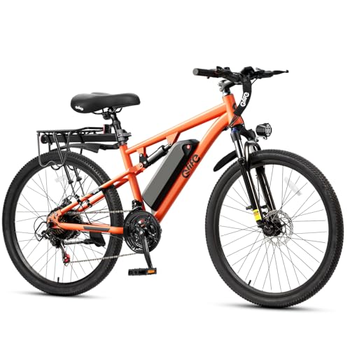 Image of Qlife Electric Bike for Adults /Teens Racer, 20+MPH 21-Speed Peak 1200W Brushless Motor Adult Electric Bicycles, 48V 10.4Ah Removable Battery Mountain Ebike, Up to 55 Miles, 27.5X2.1 Tire E Bike