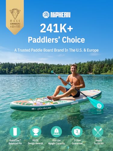 Image of Niphean Inflatable Stand Up Paddle Board with SUP Accessories, Anti-Slip EVA Deck, 10'6'' Inflatable Paddle Boards for Adults & Youth of All Skill Levels