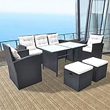 【Gartenmöbel Set Rattan】Der pulverbeschichtete Stahlrahmen macht den Tisch und die Stühle stark und robust, und dank ihrer Leichtbaukonstruktionen sind alle Einzelteile leicht zu bewegen.