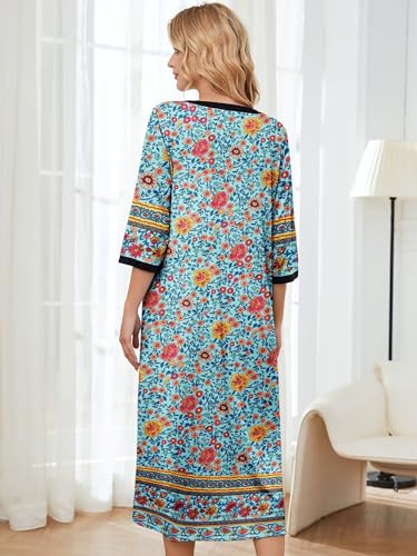 Image of PITINAN Moo Moo Nightgown House Dress Zip up Robes for Women Long Lounge Dress House Coat Women S-3XL