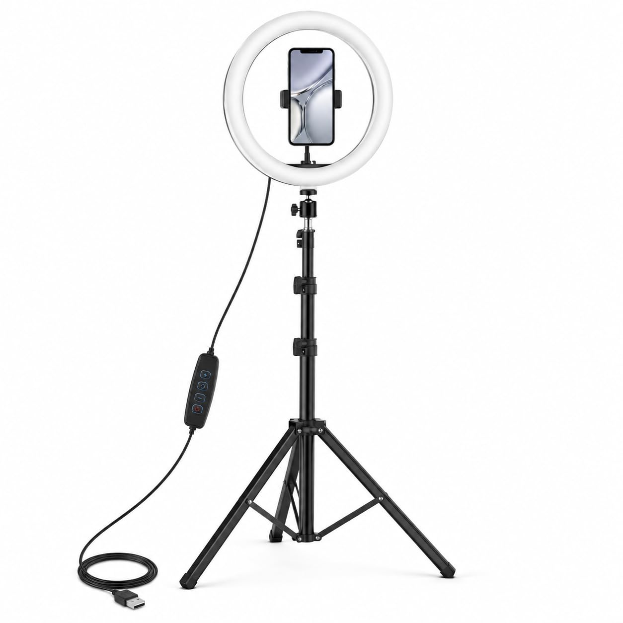 10 Inch LED Ring Light with 7ft Adjustable Tripod Stand & Mobile Holder | 3 Color Modes,10 Brightness Levels | USB Selfie Ring Light for YouTube, Makeup, Live Streaming, Photography & Video Recording-image-11