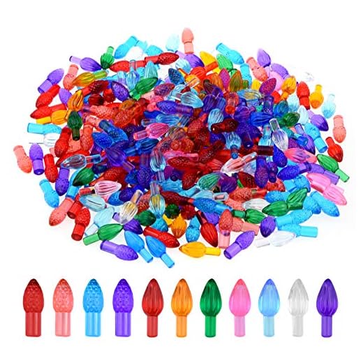 Tongcloud 300pcs Replacement Lights Bulbs for Ceramic Christmas Tree Plastic Christmas Tree Light Bulb for Ceramic Tree Accessories