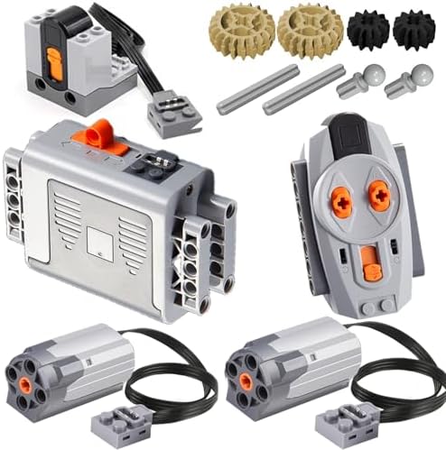 Motor Kit Compatible with Lego: Power Functions Technic Remote Control Set with Battery Box Engine Parts Motor Controller Steering Servo Motor Building Block Motor Gears Starter (12 in 1 Set)
