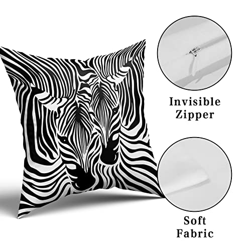 Giwawa Zebra Print Pillow Covers Set Of 2 Black Stripe Decorative Square Throw Cushion Case For Home Office Sofa Couch Bed Patio, 18 X 18 Inch #TOP4
