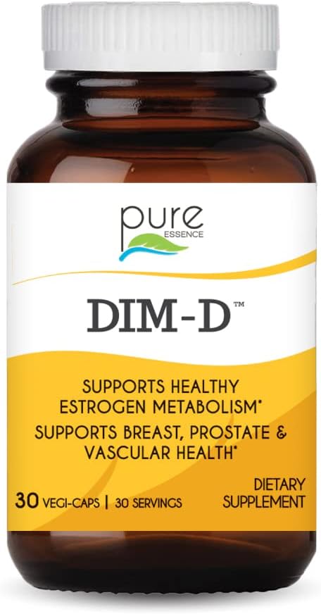 Dim D by Pure Essence - Natural Supplement for Estrogen Balance, Hormonal Acne, and Menopause Support with Vitamin D3, Calcium, Green Tea & Lycopene - 90 Capsules
