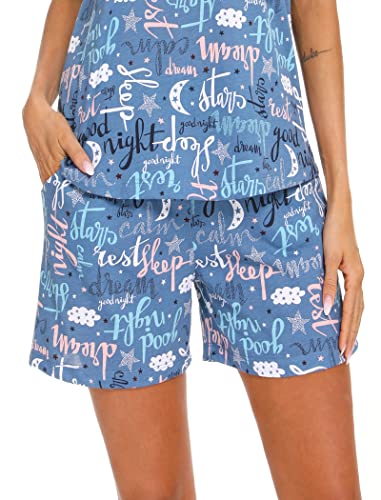 Image of ENJOYNIGHT Women Pajama Shorts Cotton Lounge Bottoms Sleep Shorts with Drawstring & Pockets