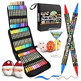 Betem Paint Markers Acrylic Paint Pens, Dual Tip 48 Colors Acrylic Markers with Brush Tip and Fine Point, Art Supplies for Wood, Canvas, Stone, Glass, Rock Painting Kit DIY Crafts Drawing Kit with Bag