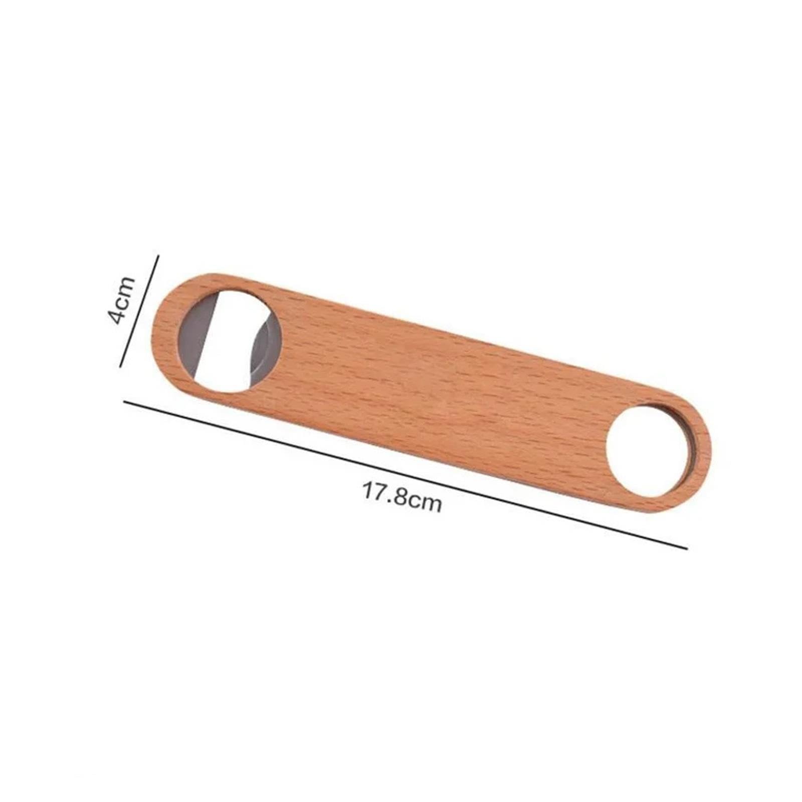Bierflaschenöffner, flach, Holz, Edelstahl, 6 Stück