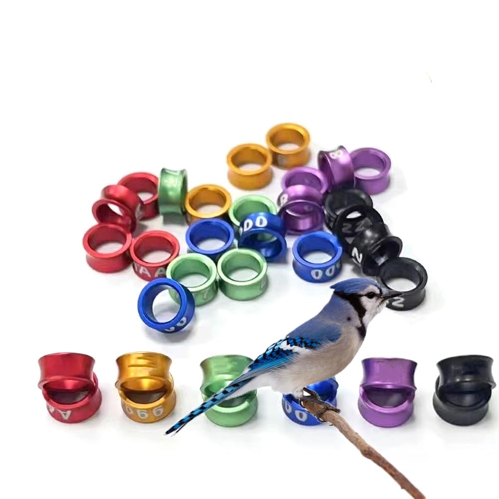 Caryz Mixed Colors4.7mm Pigeon Anklet Identification Leg Strap Quail Clip Marker Tag (4Mm-8Mm) Aluminum Pigeon Ring Mixed Color Number Random 50Pc