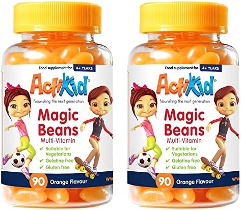 2X ActiKid Magic Beans Multi-Vitamin 90x Orange Flavour, Gelatin Free, Immune System Booster, Kids Vitamins, Kids Multivitamin, Childrens Vitamins