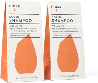 HiBAR Volumize Shampoo Bar 2-Pack for Fine Thin Hair - Rice Water Infused, Vegan, TSA-Approved Solid Shampoo