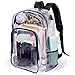 Jusdot Clear Backpack, Transparent Backpack Heavy Duty PVC See Through Backpacks Clear Bag for School, Workplace, Black