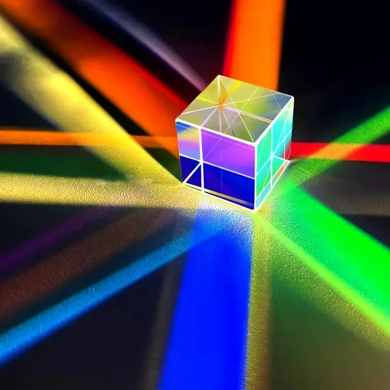 NYJLGD Glass Prism Cube, Optical RGB Dispersion Prism, for Physics Teaching, Research, Decorative Arts Education (15MM)