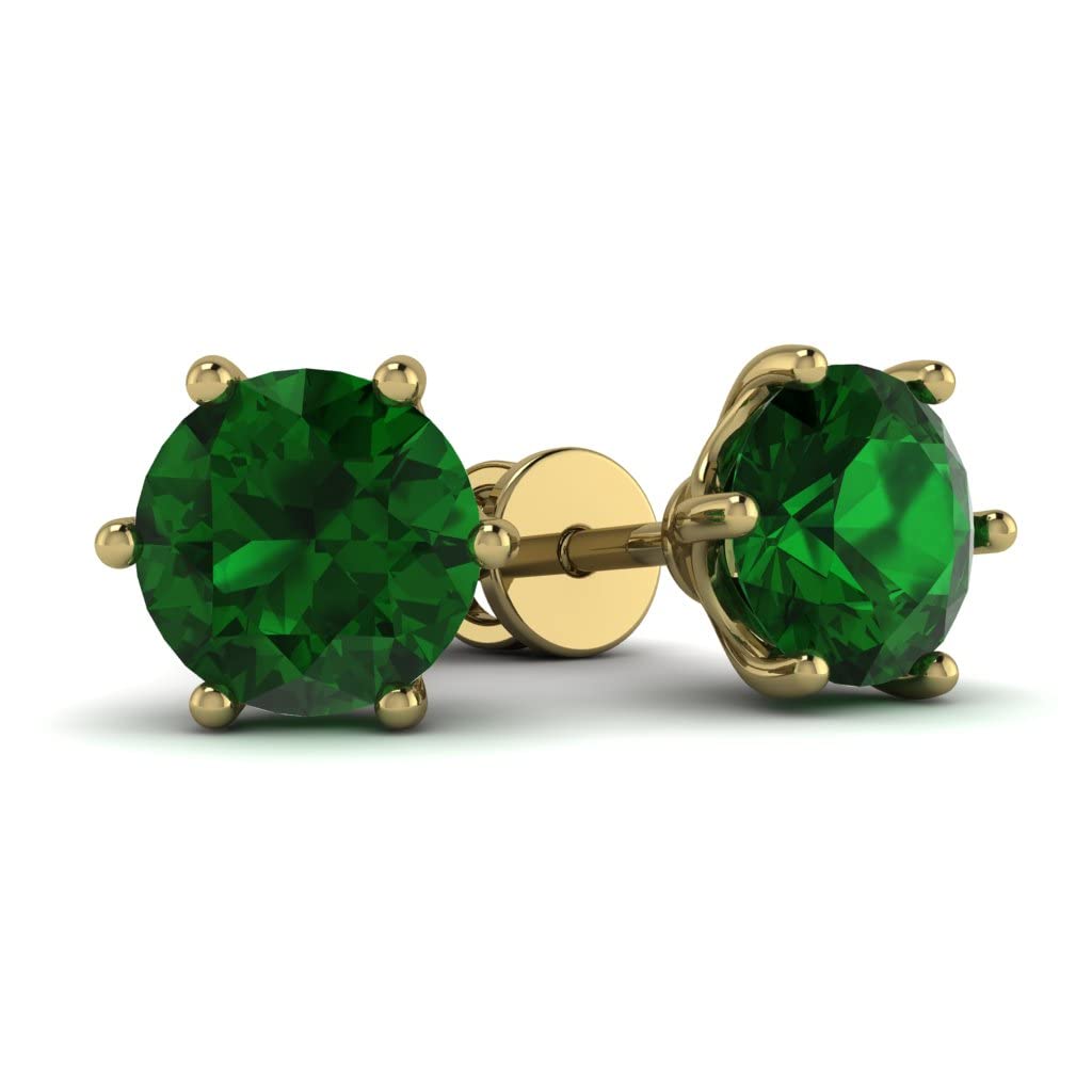 1.00CT Six Prong Solid 925 Sterling Silver Stud Earrings (Push Back)